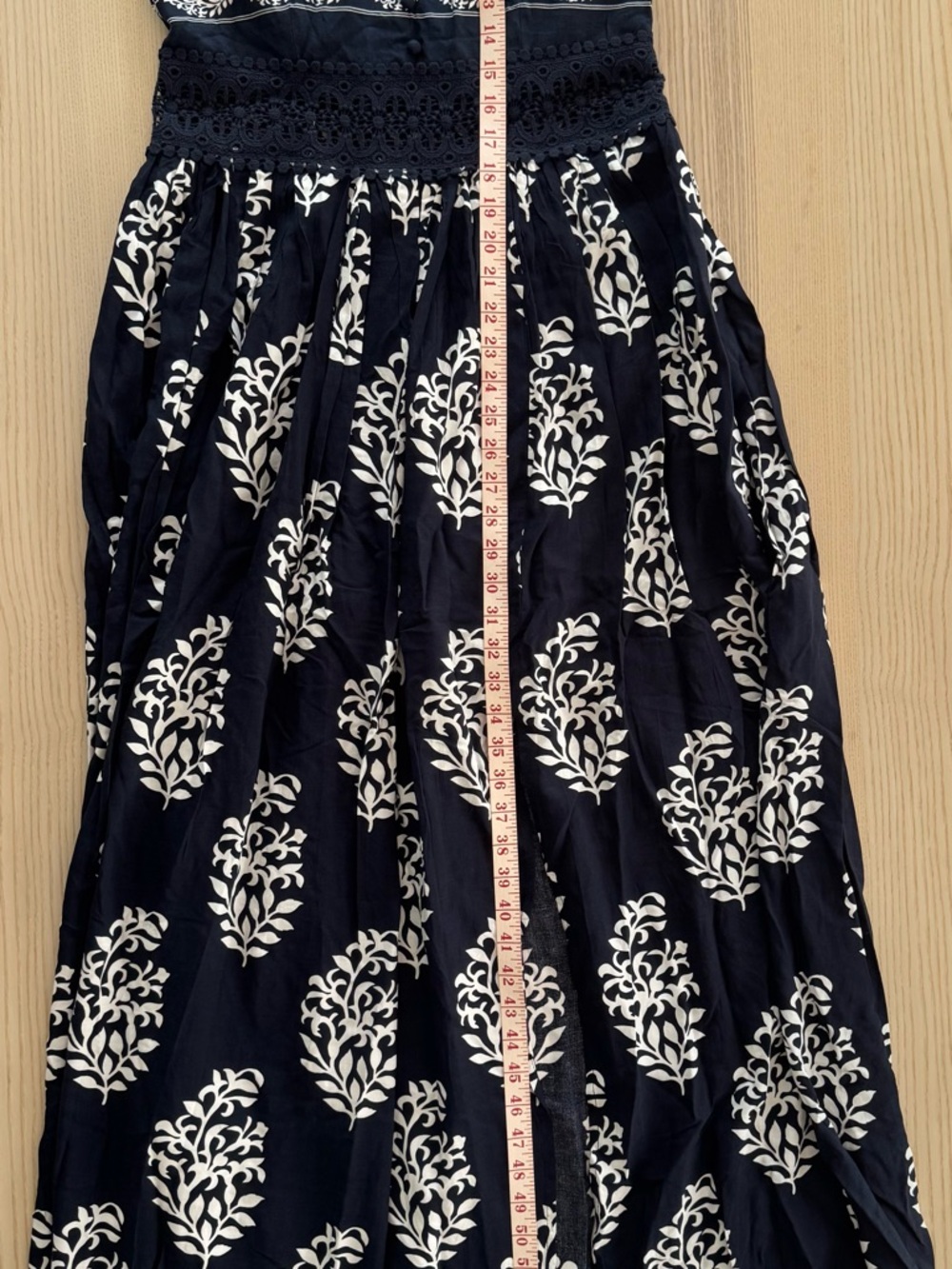 Fashion Nova Navy Maxi Dress with White Botanical Print